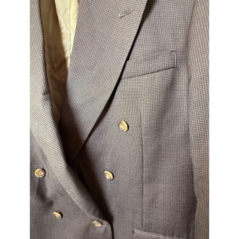 Oscar De La Renta Double Breasted Men’s Brown Black Houndstooth Blazer Size 43R